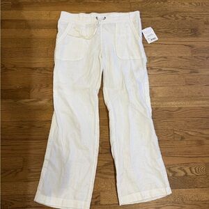 NWT Athleta Women white wide leg linen pants size 14P